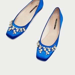 ZARA JEWELED EMBELLISHED BALLET FLATS BRAND NEW